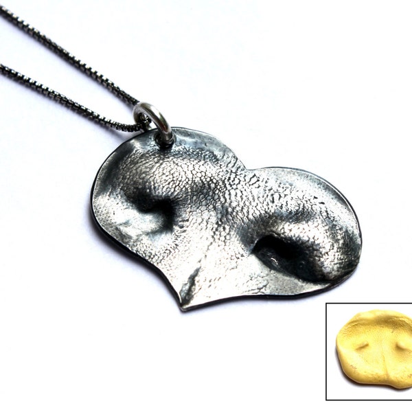 Custom Dog Nose Necklace, Memorial Paw Print Necklace, Dog Nose Print Jewelry, Personalized Pet Memorial Jewelry, Dog Lover Gift, Dog Mom