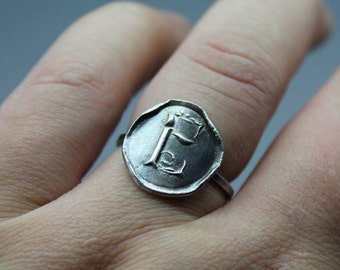 Silver Ring, Wax Seal Ring, Wax Seal Jewelry, Silver Wax Seal, Letter Seal, Personalized Jewelry, Initial Jewelry, Signet Ring