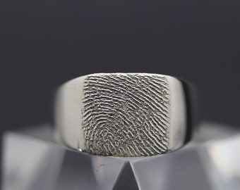 Fingerprint Jewelry Sterling Silver, Fingerprint Ring Men, Fingerprint Jewelry Memorial, Engraved Ring Silver, Handwriting Jewelry, Gift for