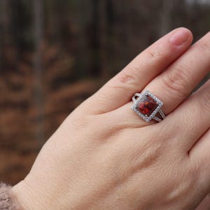 Emerald Cut Ring, Square Princess Cut Ring, Cremation Rings for Women, Cremation Jewelry Ashes, Silver Cremation Jewelry, Pet Loss Memorial image 3