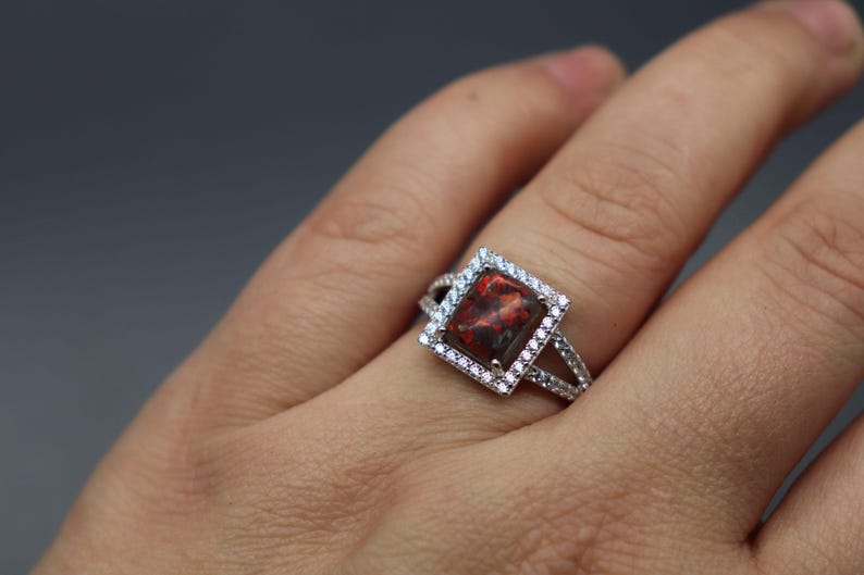 Emerald Cut Ring, Square Princess Cut Ring, Cremation Rings for Women, Cremation Jewelry Ashes, Silver Cremation Jewelry, Pet Loss Memorial image 5