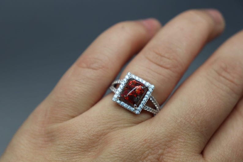 Emerald Cut Ring, Square Princess Cut Ring, Cremation Rings for Women, Cremation Jewelry Ashes, Silver Cremation Jewelry, Pet Loss Memorial image 7