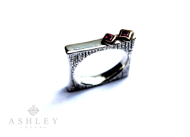 July Birthstone Freeform Ring Stack Ring July Ring Unique Ring Sterling Ring Ruby Ring Square Ring Ruby Jewelry Silver Ring
