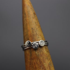 Stacking Initial Ring, Engraved Initial Ring, Stacking Mom Ring, Silver Name Ring Stackable, Name Ring for Mum, Brag Tag, Stackabe Rings Set image 2