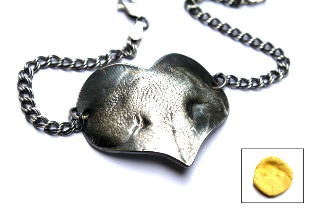 Custom Dog Print Bracelet, Paw Print Heart, Silver Nose Print, Dog Nose