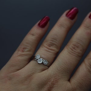 Stacking Initial Ring, Engraved Initial Ring, Stacking Mom Ring, Silver Name Ring Stackable, Name Ring for Mum, Brag Tag, Stackabe Rings Set image 3