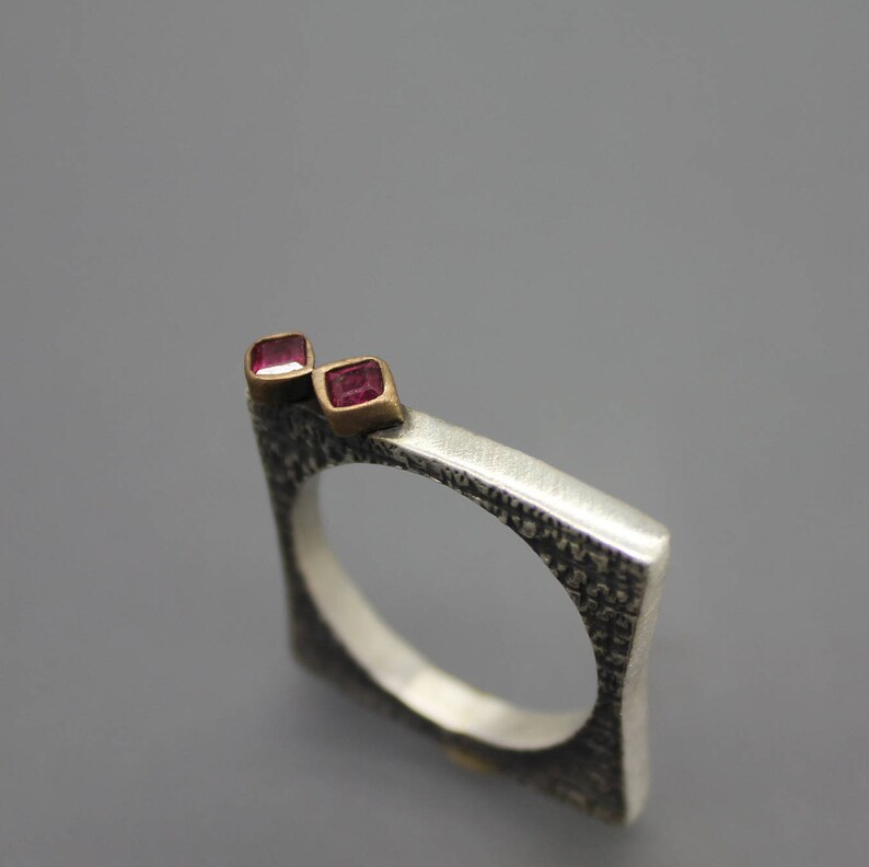 July Birthstone Freeform Ring Stack Ring July Ring Unique Ring Sterling Ring Ruby Ring Square Ring Ruby Jewelry Silver Ring