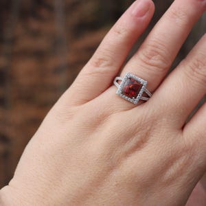 Emerald Cut Ring, Square Princess Cut Ring, Cremation Rings for Women, Cremation Jewelry Ashes, Silver Cremation Jewelry, Pet Loss Memorial image 1