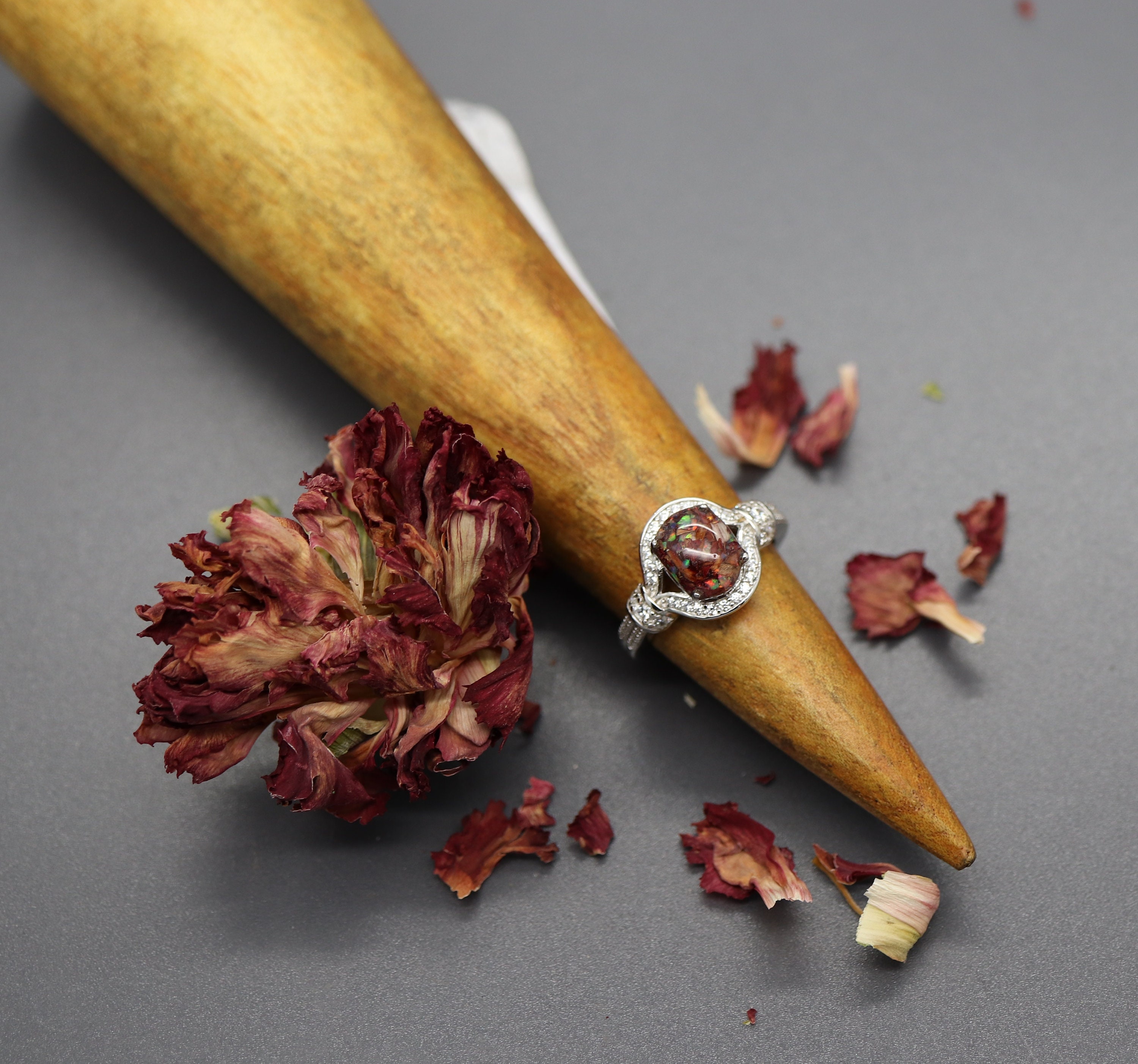 Funeral Flower Keepsake Pressed Flower Ring Dried Flower Etsy