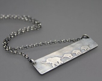 Collar de elefante de plata de ley para las mujeres, mamá y joyería del bebé, esperando regalo de la mamá, madre y el niño collar, joyería de la mamá gemela, mamá