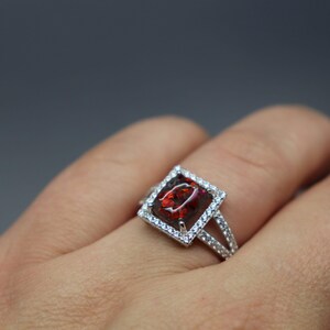 Emerald Cut Ring, Square Princess Cut Ring, Cremation Rings for Women, Cremation Jewelry Ashes, Silver Cremation Jewelry, Pet Loss Memorial image 8