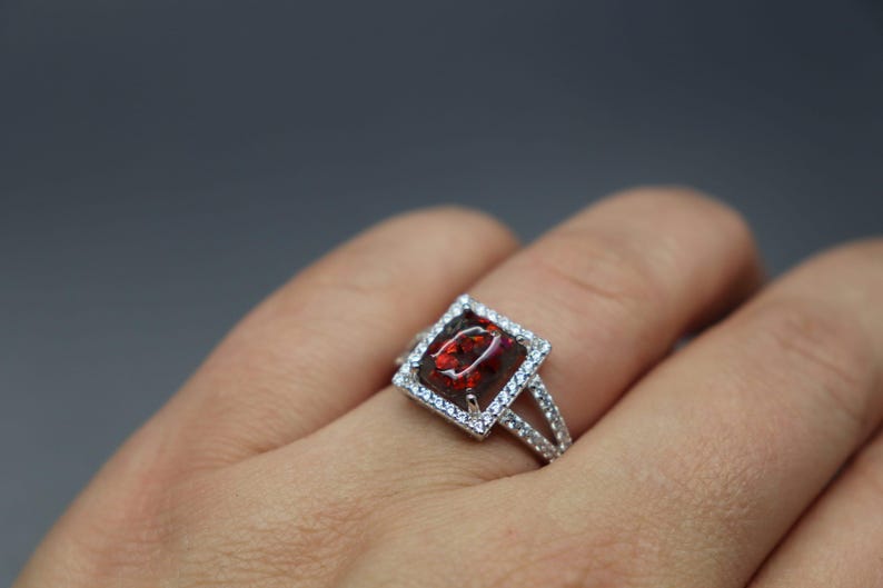 Emerald Cut Ring, Square Princess Cut Ring, Cremation Rings for Women, Cremation Jewelry Ashes, Silver Cremation Jewelry, Pet Loss Memorial image 8