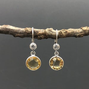 Citrine Earrings, Gemstone Earrings Citrine Jewelry, Yellow Stone Earrings, November Birthstone Earrings, Silver Citrine Earrings, Mom Gift