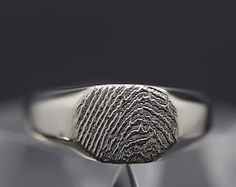 Fingerprint Jewelry Sterling Silver, Fingerprint Ring Men, Fingerprint Jewelry Memorial, Engraved Ring Silver, Handwriting Jewelry, Gift for