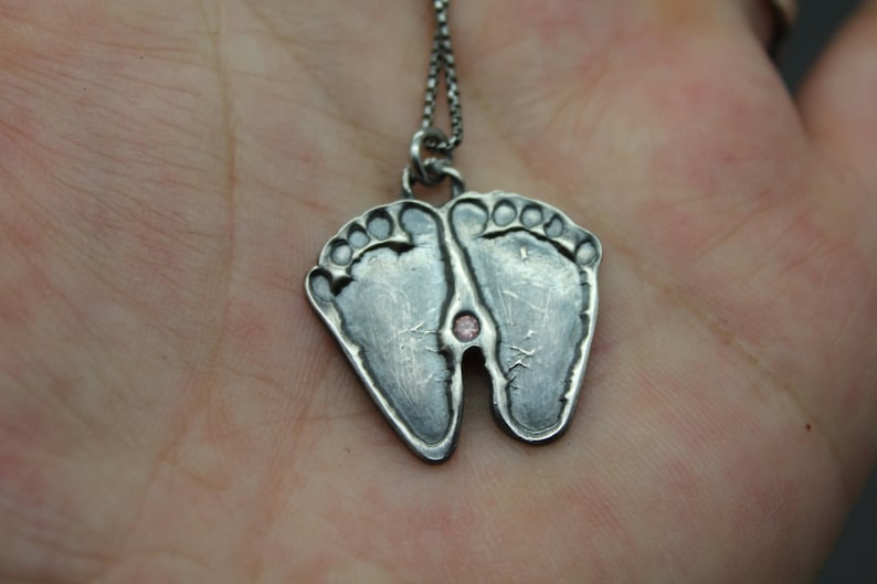 Actual Footprint Necklace Custom Silver Footprint Jewelry Etsy