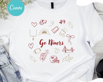Go Niners PNG | San Francisco Fußball Clipart | 49ers Fan SVG Bundle | Spieltag Fußball