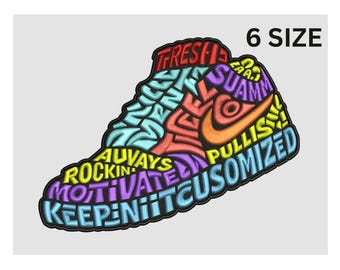 Sneaker Typography Embroidery Design, Streetwear Shoe Digital File for Jackets & Hoodies, Instant Download DST PES JEF, Sneakerhead Gift Art
