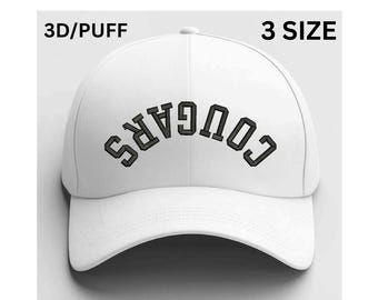 Cap 3D Puff, 3D Cougars  Embroidery Design, Cap Logo, Hat Design,Digital File for Caps