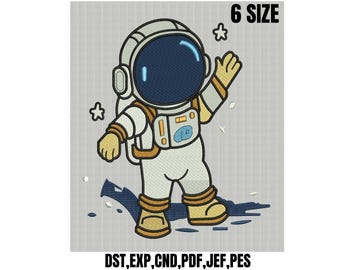 Astronaut Embroidery Design | Space Explorer Digital File,Little Cosmonaut Waving Digital Download