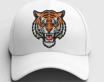 Tiger Head Embroidery,Striped Fury Patch,Angry Tiger Face,Jungle King,Aggressive,digitizing,Wild Animal Design