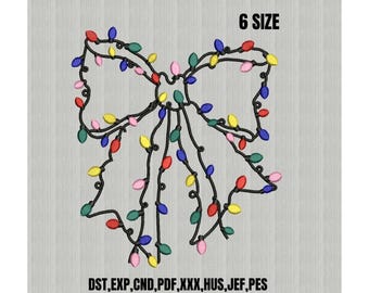 Christmas Glow Bow,Twinkle Light Embroidery,Holiday Cheer Design,The Illuminated Ribbon,Bright & BeautifulTie