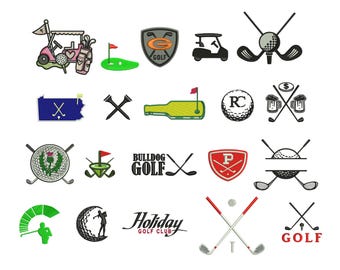 Golf Embroidery Design Bundle - Cap & Left Chest Machine Embroidery Files - Digital Download - Multiple Golf Sport Designs