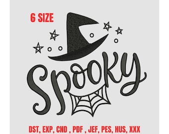 Spooky Witch Hat Embroidery Design, Halloween (Digital Download)