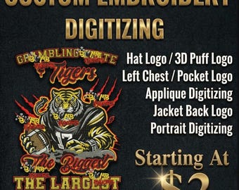 Custom Embroidery Digitizing Service | Personalized Logo for Caps, T-shirts, & Hoodies | Professional Embroidery Design | All Formats