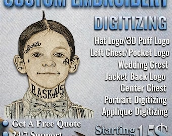 Custom Embroidery Digitizing Service: Logo, Image & Portrait