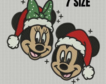 Mickey Christmas,Santa Hat Mickey,Embroidery Design,Festive Mickey Duo Embroidery File,Cute Christmas,Mickey & Minnie Santa Hats