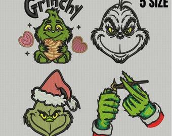 Grinch Christmas Embroidery Design Bundle (Digital)