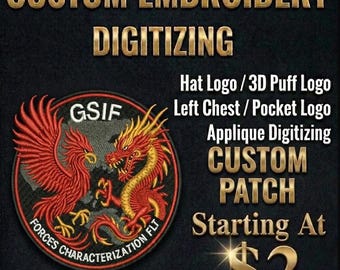 Custom Embroidery Digitizing, Logo Digitizing, Machine Embroidery Digitizing Service, Image Digitizing Embroidery, Custom Digitize Kid Gifts