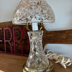 Vintage Heavy Clear Crystal Table Lamp- Rare Find - Cut Crystal Bed Side Night Table lamp - Boudoir Working Table Lamp