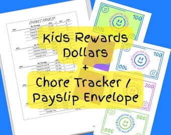 Printable Chore Bucks: Kids Reward Dollars with Tracker (A4 Digital Download)