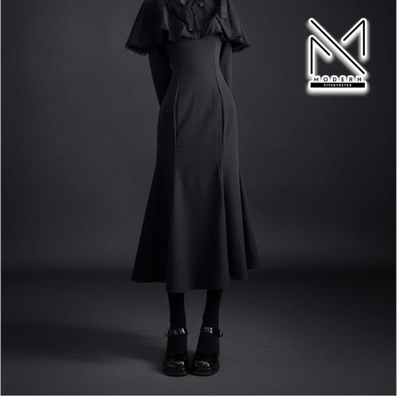 bodycon pleated dress Gothic | High Neck Outfit | Party Wear | Dark Aesthetic Style Stay bold in the jan50 Open Back Midi Dress Material:Wood