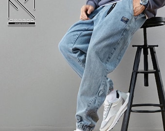 Jogger Denim Pants | Casual Loose Fit Trousers | Daily Wear | Urban Streetwear Style