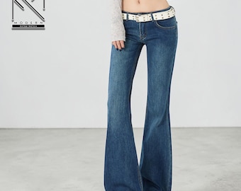 Denim Bootcut Jeans | Casual Low Rise Pants | Daily Wear | Y2K Streetwear Style