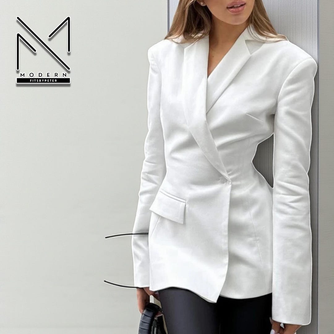 Women's Oversized Blazer | Backless Button Slip Coat | Long Sleeve ...