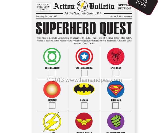 Superhero Scavenger Hunt (DIY Printable File) - Etsy