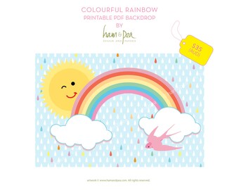 Colourful Rainbow PDF Printable Backdrop