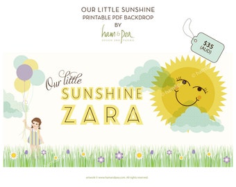 Our Little Sunshine (girl)  PDF Printable Backdrop