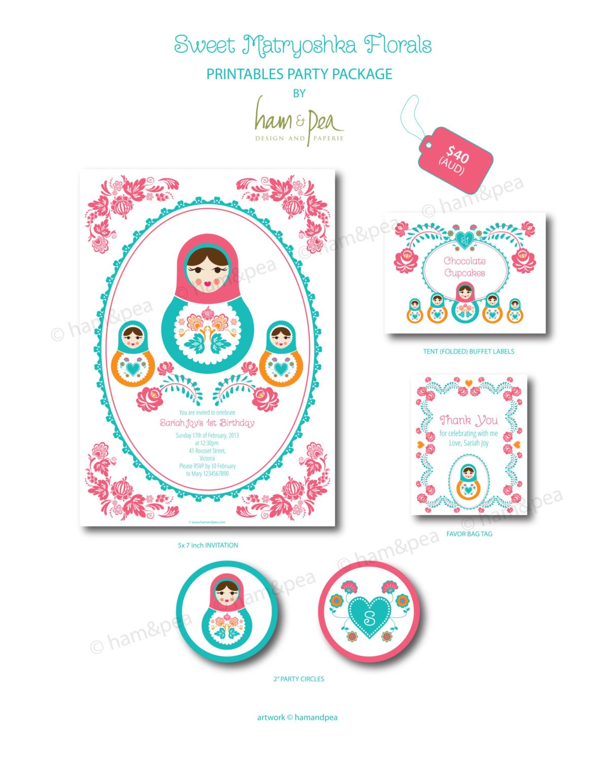 Sweet Matryoshka Florals Party Printables - Etsy