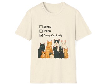 Crazy Cat Lady T-Shirt | Cat Lovers Tee | Funny Gift for Pet Owners | Cute Kitten Lover Apparel | Cat Mom Kawaii Kitty Shirt | Women’s Top