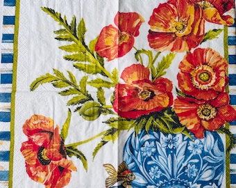 MacKenzie-Childs  Ming Poppies - Paper Craft Napkins- Cocktail Size C341