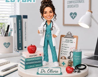Decorazione personalizzata 2D per medico, REGALO 2026, Insegna personalizzata per dottore, Ricordo di laurea in medicina, Decorazione per scrivania del medico, Regalo unico per il settore sanitario