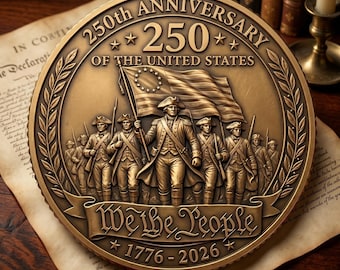 USA 250th Anniversary Challenge Coin Patriotic Commemorative Medal We The People 1776 2026 American Revolution History Keepsake Gift
