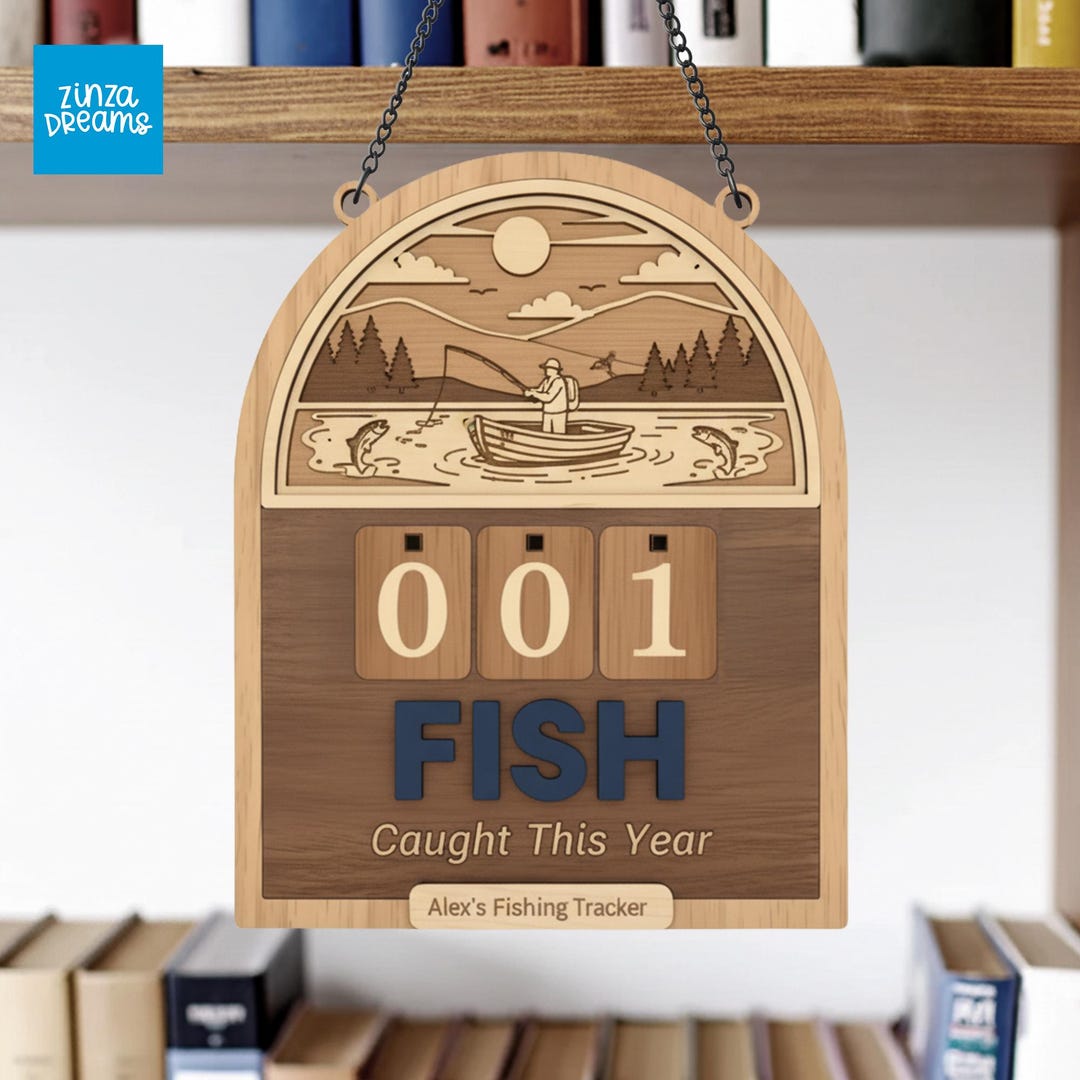 PERSONALIZABLE Fishing Tracker Sign, CUSTOMIZABLE Fish Caught This Year ...