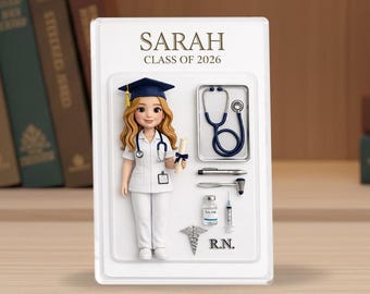 Regalo de graduación de enfermería 2026, bloque acrílico personalizado para enfermera titulada, recuerdo médico con foto personalizada, regalo para estudiantes de enfermería, regalo único para ella.