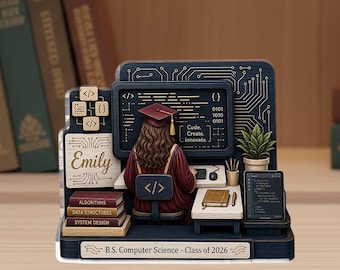 Bloque acrílico personalizado para graduados en informática, decoración de escritorio para estudiantes de programación, promoción de 2026, regalo para programadores, recuerdo para ingenieros.