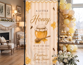 Gepersonaliseerde honingbij babyshower bord welkom banner linnen wandtapijt aangepast zoet kinderkamer decor leuk cadeau voor moeder of familie